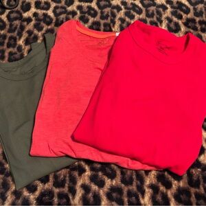No Boundaries Women's Long Sleeve Tees - Olive, Coral, and Red